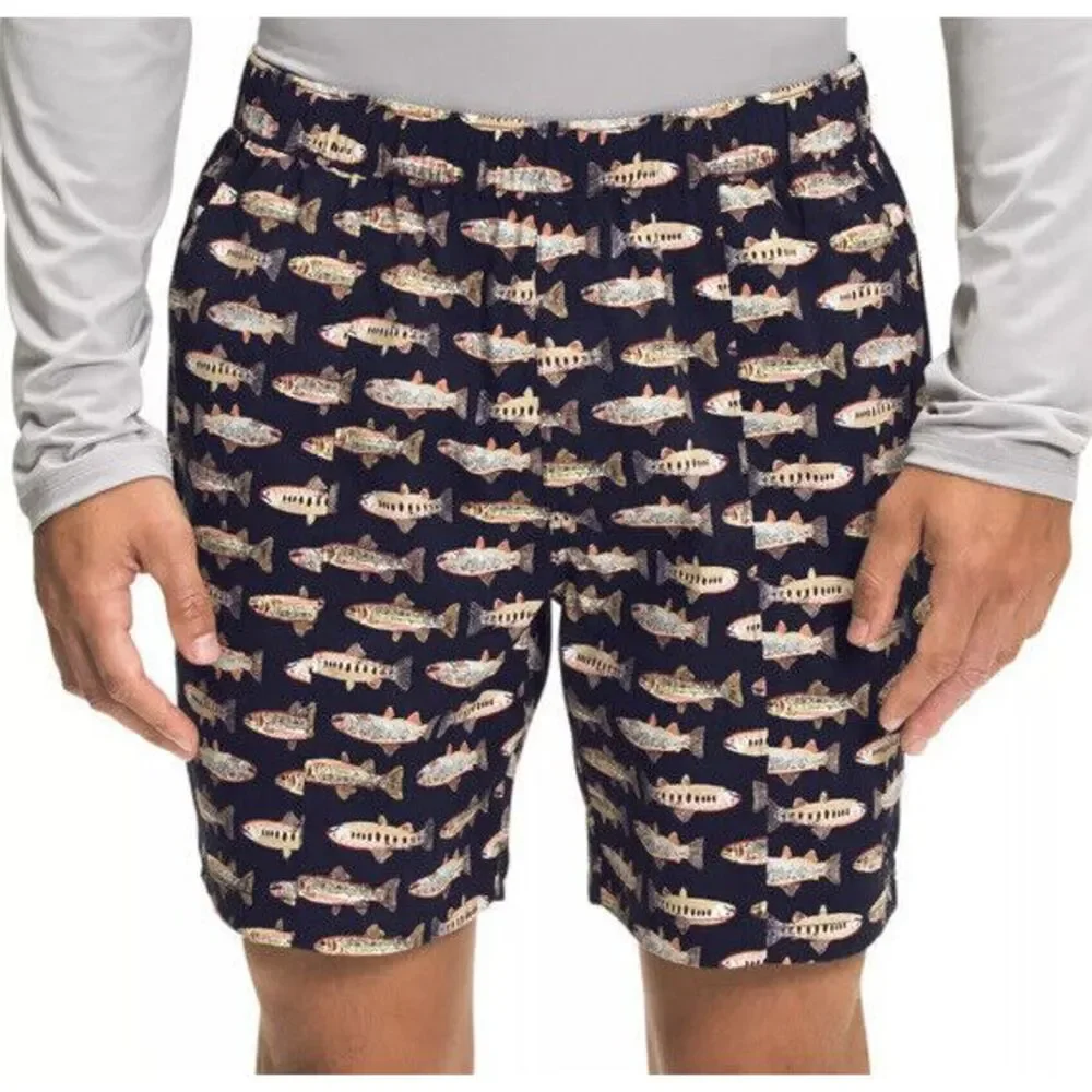 New $59 The North Face Class V Flash Dry Fish Print Water Mens Pull On Shorts XL